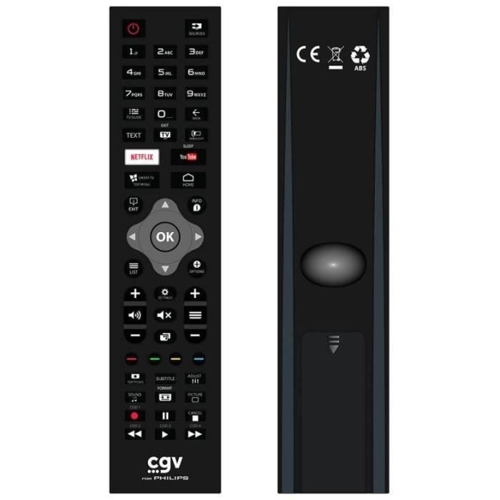 Télécommande de remplacement CGV FIDELIO Philips Pour téléviseurs Philips Sans programmation Prête à 'emploi - vue 2