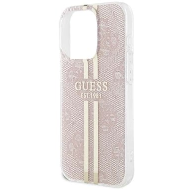 Custodia Guess per iPhone 15 Pro 6.1'' rosa Custodia rigida IML 4G Gold Stripe