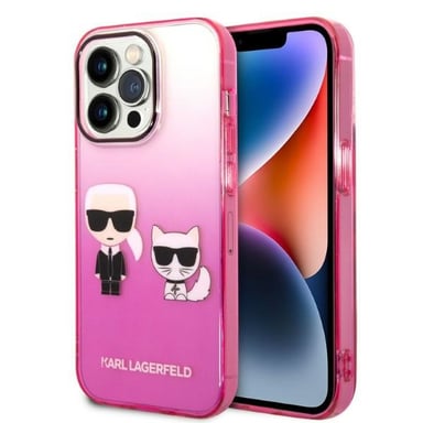 Custodia Karl Lagerfeld per iPhone 14 Pro 6.1'' rosa Gradient Iconic Karl & Choupette