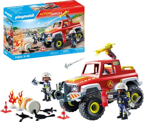 Véhicule De Pompiers Avec Bidon Enflammé Playmobil La Boite - vue 9
