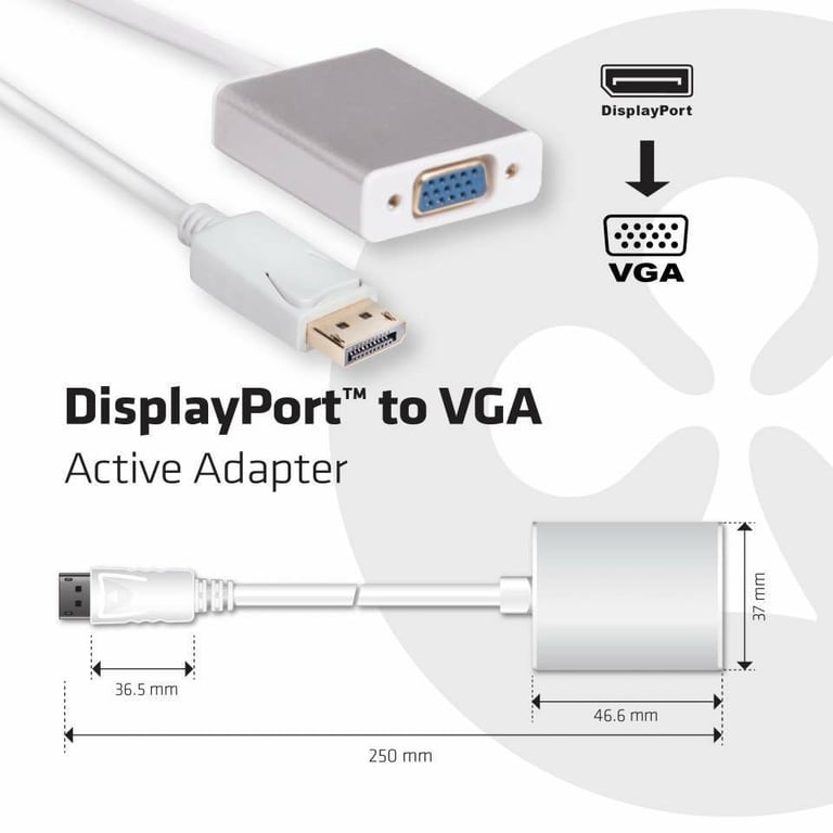 CLUB3D Displayport to VGA Active Adapter - Neuf