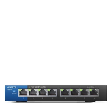 Linksys Switch Gigabit de escritorio para empresas con 8 puertos (LGS108)