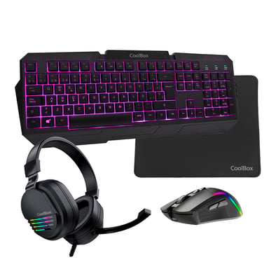 CoolBox Pack gaming DeepX-Wing 2 teclado Ratón incluido USB QWERTY Español Negro