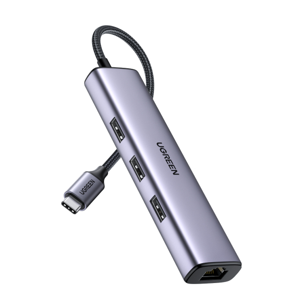 UGREEN Hub USB C Ethernet Gigabit RJ45 1000Mbps avec 3 Ports 5Gbps Compatible avec iPhone 16 Plus Pro Max 15 MacBook iPad Air 2024 Surface XPS Galaxy S25