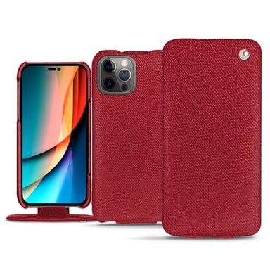 Housse cuir Apple iPhone 14 Pro - Rabat vertical - Rouge - Cuir saffiano
