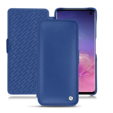 Funda de piel Samsung Galaxy S10 - Solapa horizontal - Azul - Piel lisa