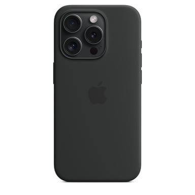 Coque en silicone avec MagSafe pour iPhone 15 Pro, Noir