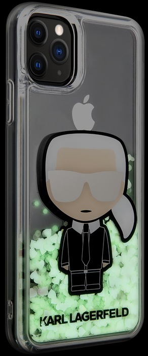 Coque Karl Lagerfeld irisée et scintillante dans le noir pour Apple iPhone 11 Pro Max, Noir