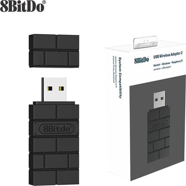 8Bitdo Adaptador Bluetooth Versión 2 para Windows/Mac/Raspberry Pi/Nintendo Switch