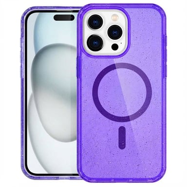 imoshion Coque Pailletée avec MagSafe pour Apple iPhone 15 Pro Max - Paillettes Violet