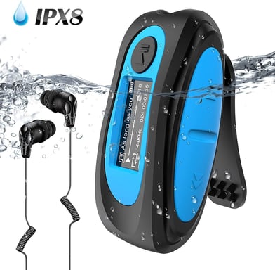 Lecteur MP3 Bluetooth Étanche IPX8 avec Clip bleu foncé