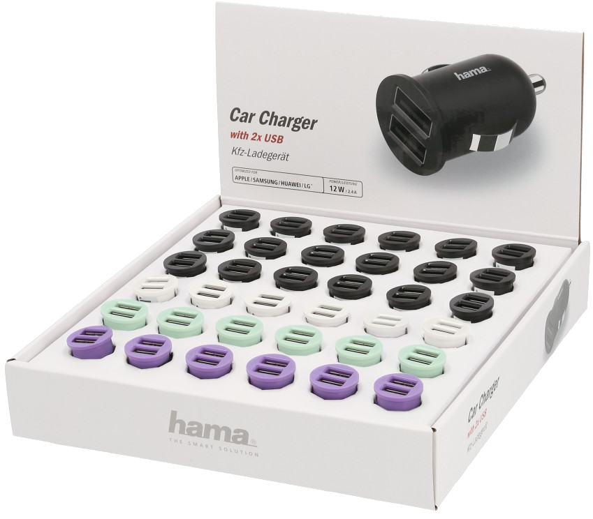 Chargeur pour voiture, 2 ports USB, 2,4 A, vendu à l'unité