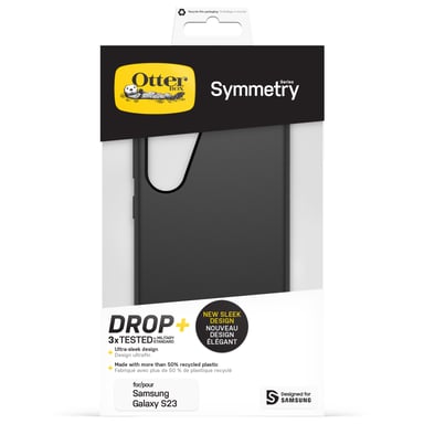Custodia OtterBox Symmetry per Galaxy S23, antigoccia, protezione sottile, resiste a 3 volte più cadute rispetto allo standard militare, antimicrobica, Nero Samsung Galaxy S23