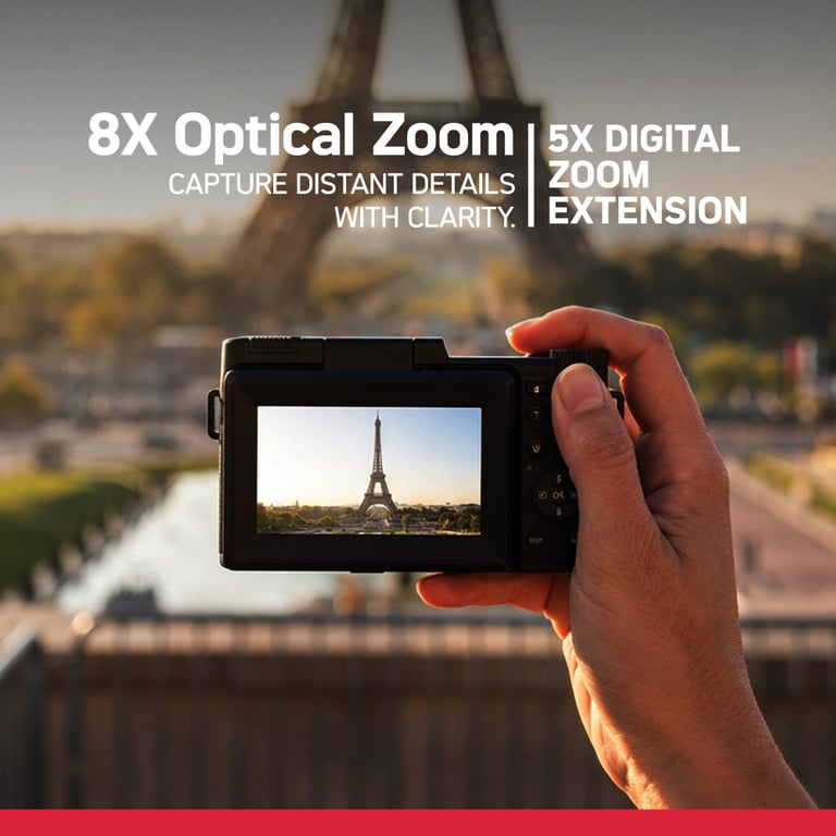 AGFA PHOTO Kit Vlogging VLG 4K Optical 24MP Vidéo 4K Zoom Optique 8x Écran LCD 3 Capteur CMOS Trépied Powerbank Microphone Télécommande Carte Micro SD Incluse Batterie Lithium Neuf - vue 3