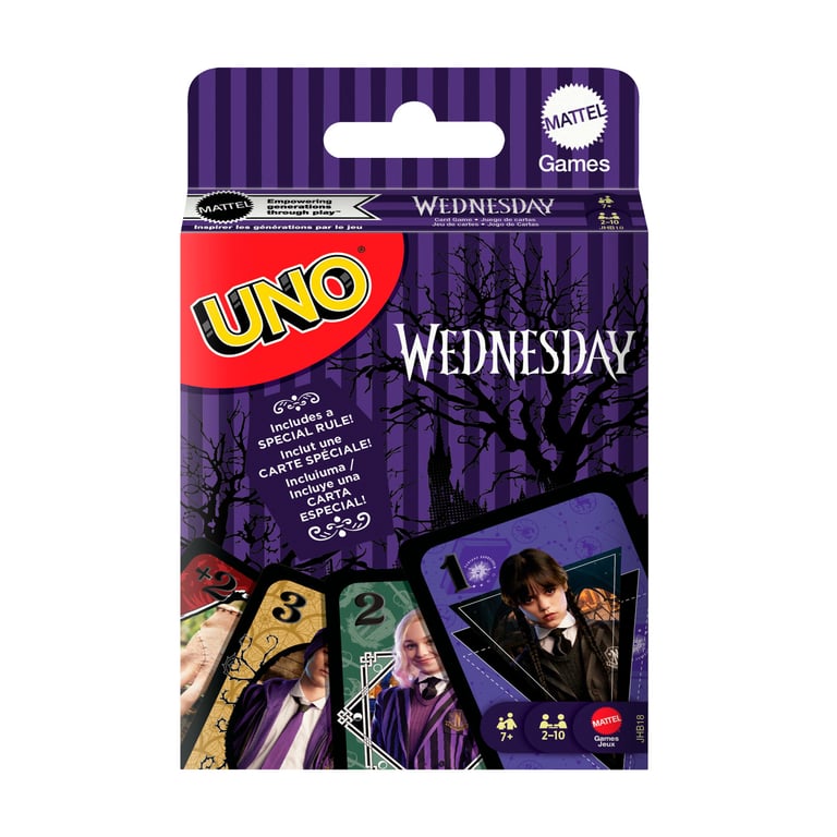 Jeu De Cartes Mattel UNO Mercredi – Illustrations Inspirées De La Série - vue 2