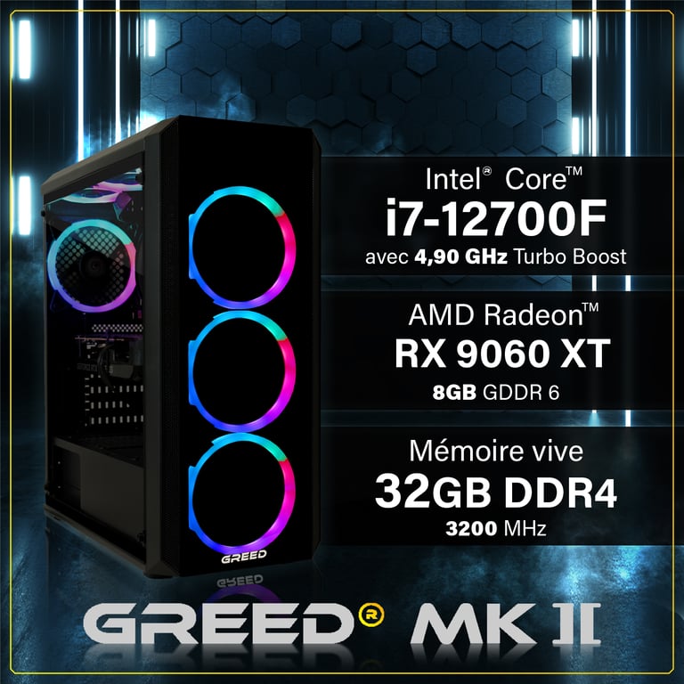 MK2 PC Gamer Intel Core i7 Nvidia Geforce RTX 5060 Rapide Bureau PC Gaming 4 9 GHz RAM DDR4 SSD Ordinateur avec WiFi + Windows 11 Pro Neuf - vue 2