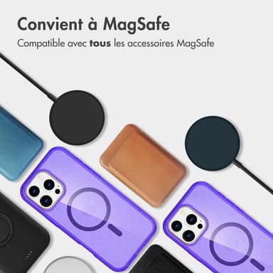 imoshion Coque Pailletée avec MagSafe pour Apple iPhone 16 Pro - Paillettes Violet