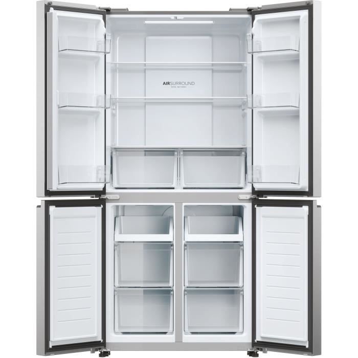 Réfrigérateur multi-portes - HAIER - HCR3818ENMM - Classe E - 467 L - 35 dB - 181,5 x 83,3 x 65 cm - Silver - Neuf