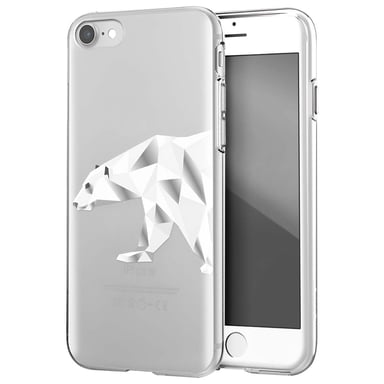 Cover per iPhone SE 2020/8/7 Semirigida con fantasia di orsi polari