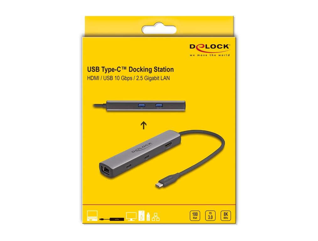 DeLOCK Station d'accueil USB 40 Gbps USB Type C 8K HDMI / USB 10 Gbps / 2 5 Gigabit LAN / PD 3.0 Neuf - vue 3