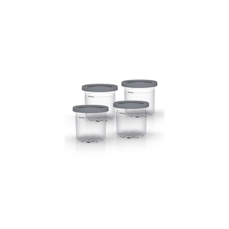 Lot de 4 Pots Ninja CREAMi avec couvercles 473 ml Compatibles NC302EU/NC300EU Tasses transparentes avec couvercles gris - Neuf