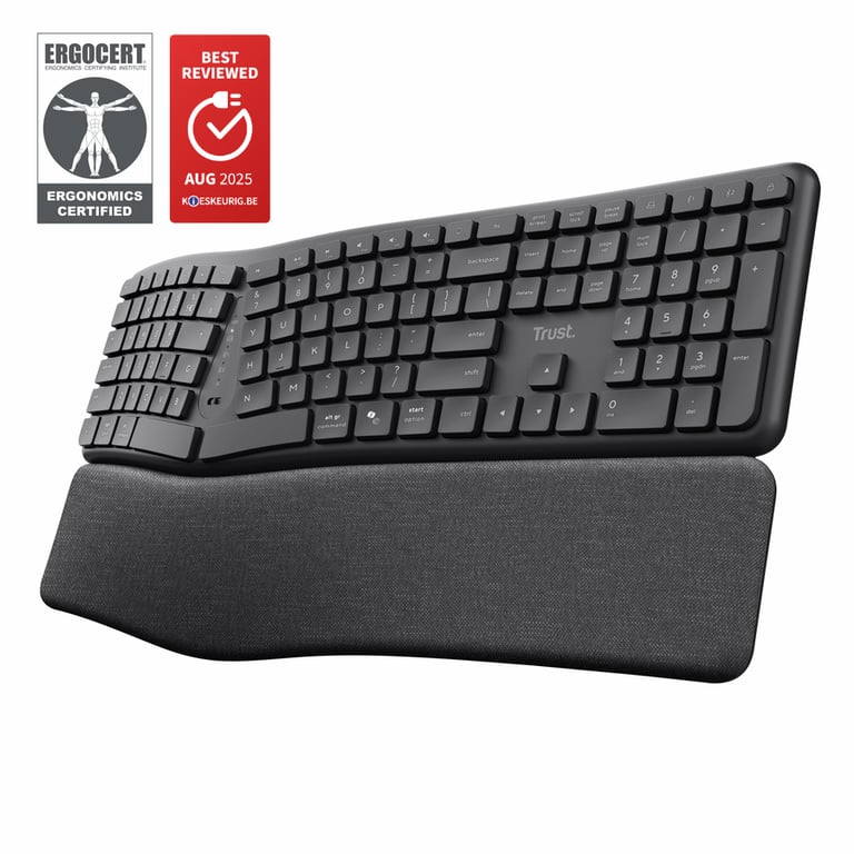 Trust Keyra Clavier sans fil multi-appareils ergonomique - Neuf