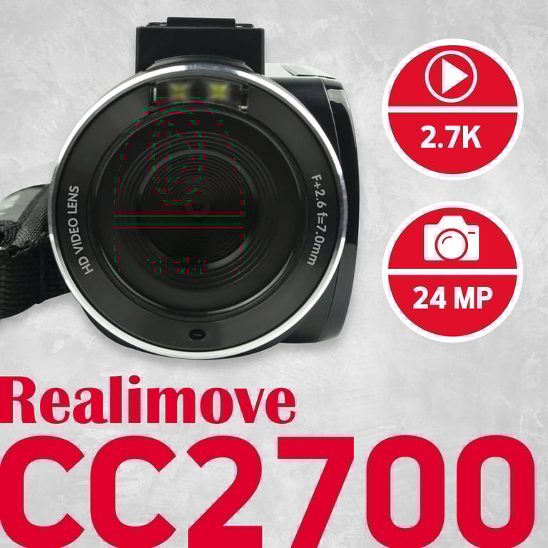 AGFA PHOTO Realimove CC2700 – Caméscope Numérique Vidéo 2.7K 24MP Écran Tactile 3'' Zoom 18X Télécommande 2 Batteries Micro Batterie Lithium Neuf - vue 3