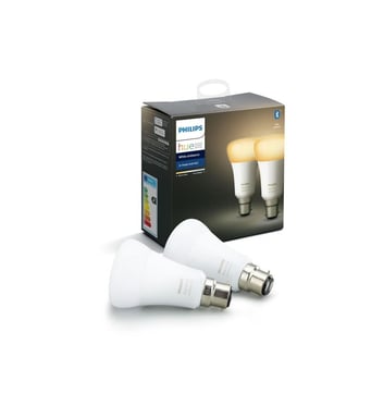 PHILIPS HUE Pack de 2 bombillas White Ambiance - 9,5 W - B22 - Bluetooth
