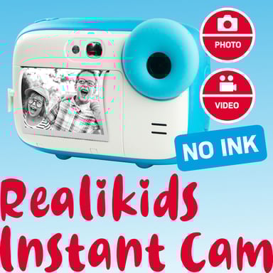 AGFA PHOTO Pack Realikids Instant Cam + 3 rouleaux Papier Thermique ATP3WH supplémentaires - Appareil Photo Instantané Enfant, Ecran LCD 2,4', Batterie Lithium, Miroir Selfie et filtre photo - Bleu