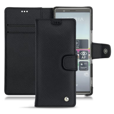 Housse cuir Sony Xperia 5 -  - Noir - Cuir saffiano