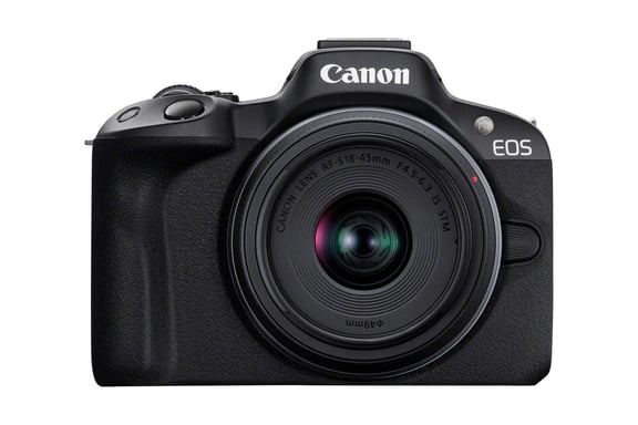 Canon EOS R50, Black + RF-S 18-45mm F4.5-6.3 IS STM Kit MILC 24,2 MP CMOS 6000 x 4000 pixels Noir