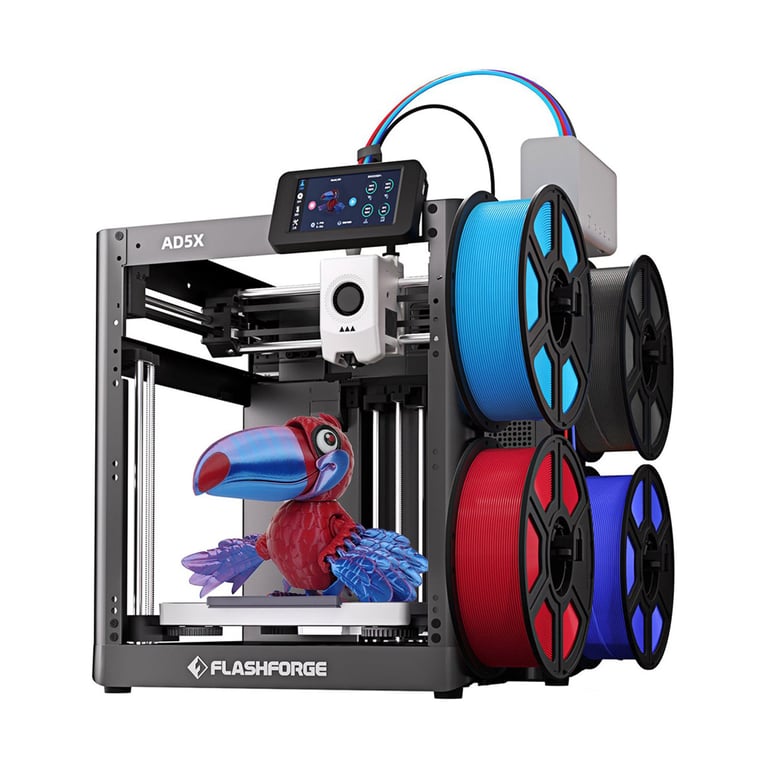 Flashforge AD5X Imprimante 3D Haute Vitesse 600 mm/ Nivellement Automatique Complet Extrudeuse Direct Drive 300°C Structure Métallique Core XY Écran Tactile 4 3 Pouces 220*220*220mm Prise UE Neuf