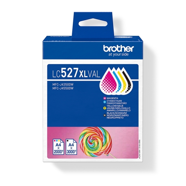 Cartouche Encre Brother LC527XLVAL – Pack Économique Noir/Cyan/Magenta/Jaune | Haute Capacité | Original