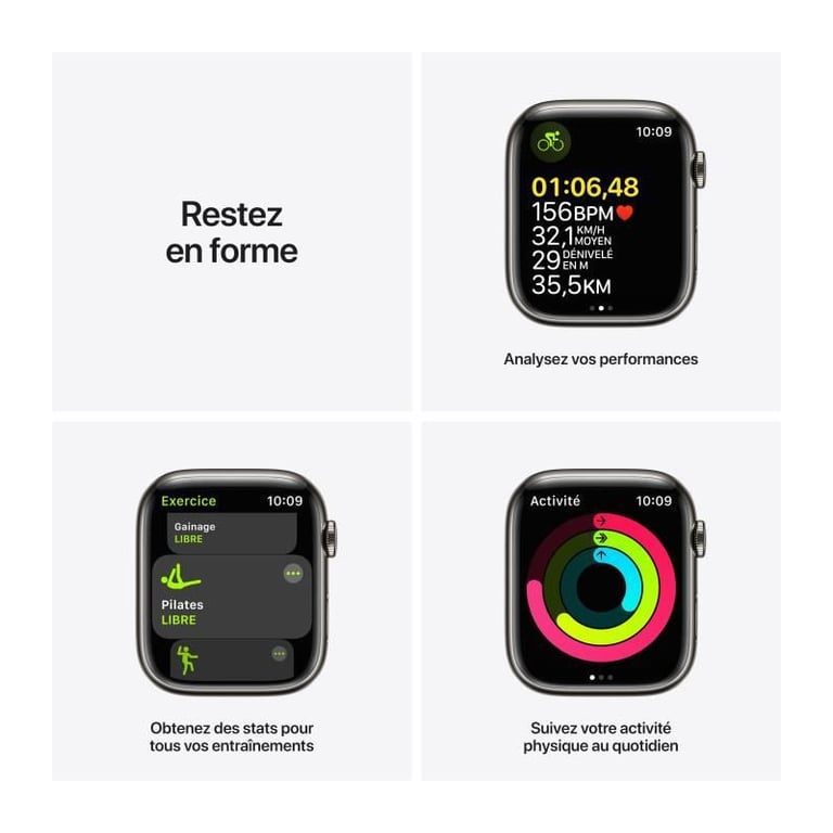 Apple Watch Series 7 OLED 45 mm Digital Pantalla táctil 4G Grafito Wifi GPS (satélite)