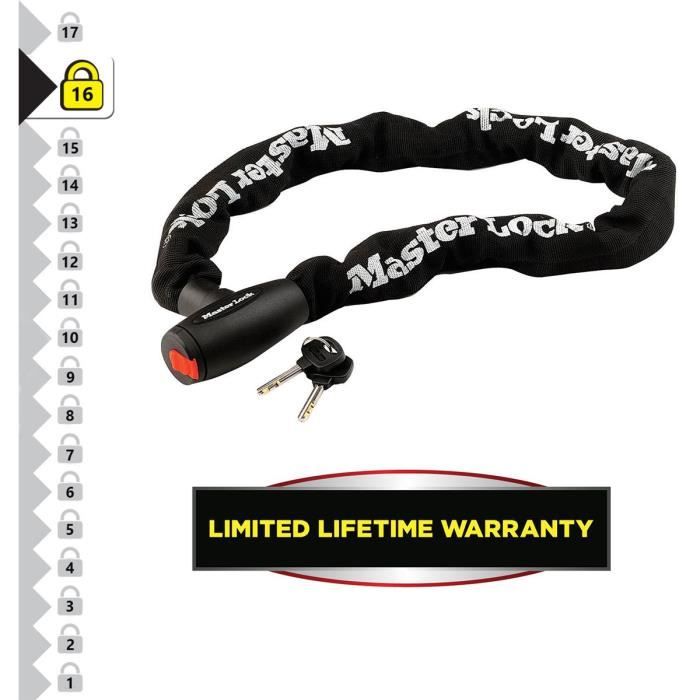 Chaîne antivol MASTER LOCK 8390EURDPRO 90cm x Ø 6mm Cadenas 40mm Gaine nylon - vue 9