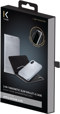Étui et Coque slim magnétique 2-en-1 pour Apple iPhone X/XS, Argent