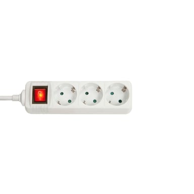 Multiprise 3 prises Schuko avec interrupteur, blanc
