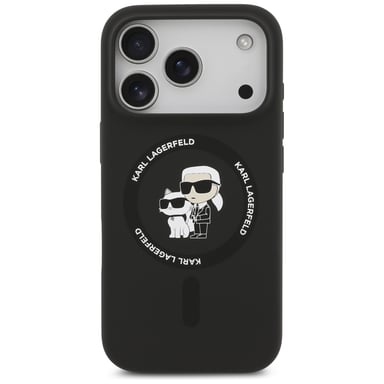 Karl Lagerfeld Silicone Karl&Choupette Ring MagSafe case pour iPhone 17 Pro Max noir