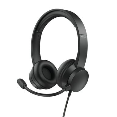 Trust HS-200 Casque Avec fil Arceau Bureau/Centre d'appels USB Type-A Noir