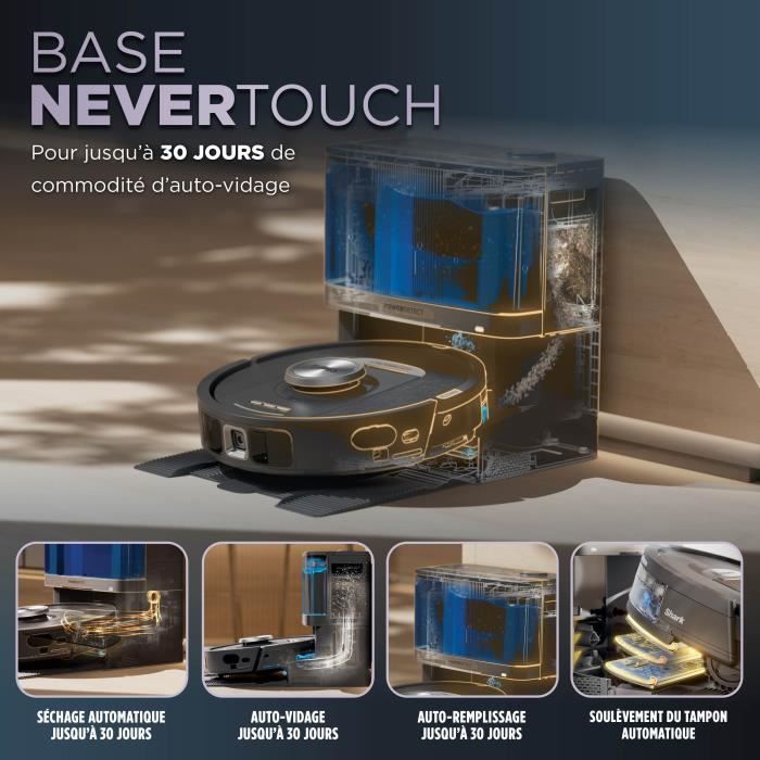 Aspirateur Robot et Laveur SHARK PowerDetect NeverTouch RV2800YEEU Autovidant 650 Watts 2 brosses latérales - vue 3