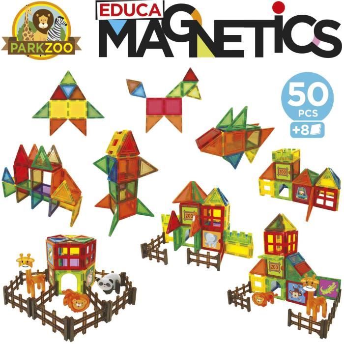 Magnetics Parc Zoo Jeu de construction EDUCA 50 pièces magnétiques 4 animaux 8 cartes Dès - vue 3