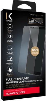 Protezione dello schermo in vetro temperato (100% di copertura della superficie) per Huawei Y9 (2018), trasparente