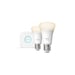 PHILIPS Hue White - Kit de inicio de bombilla LED Connected - 9.5W - E27 - Pack de 2