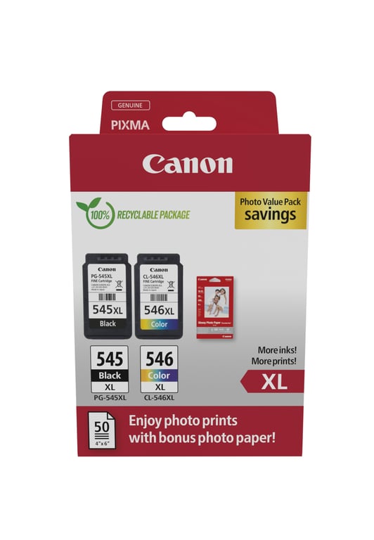 Canon PG 545XLCL 546XL Photo Value Pack - vue 3