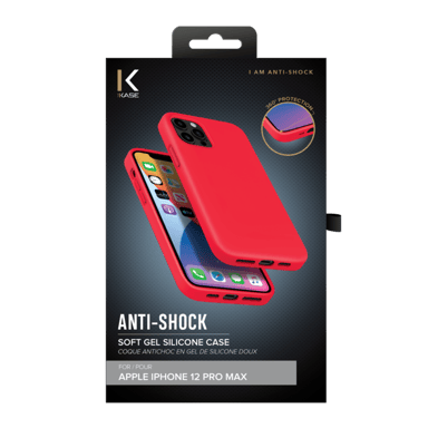 Coque antichoc en gel de silicone doux pour Apple iPhone 12 Pro Max, Rouge Ardent