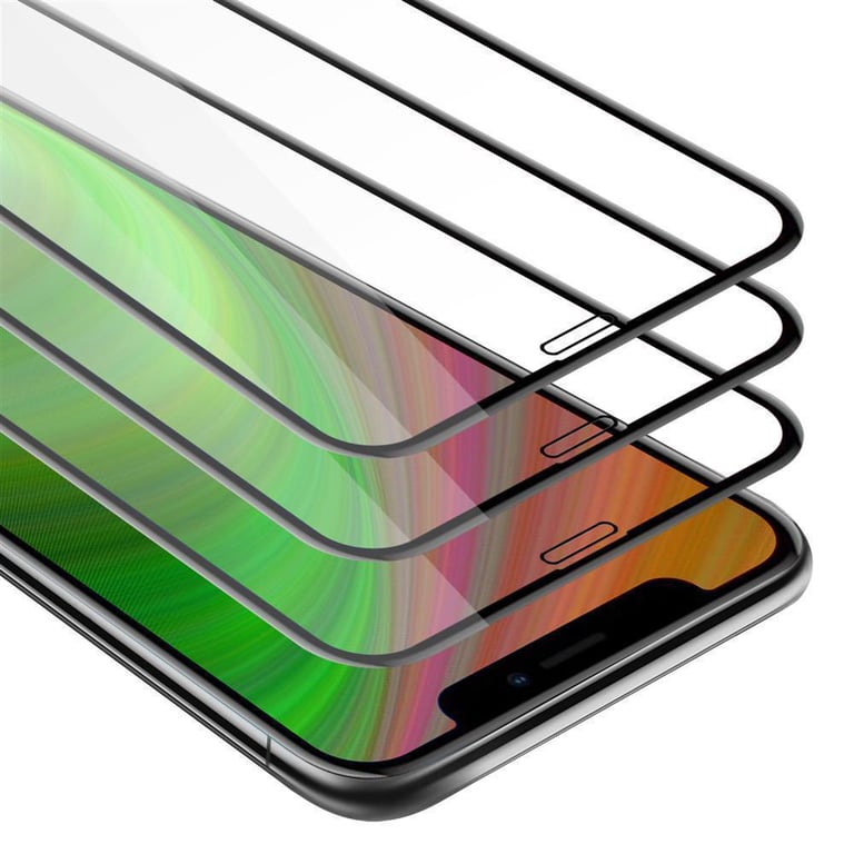 3x Verre trempé pour Apple iPhone XS MAX en TRANSPARENT avec NOIR 3x Film de  protection d'écran durci tempered glass plein écran d'une dureté de 9H avec  3D Touch - Cadorabo