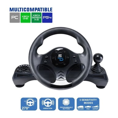 Subsonic SA5156-NG accessoire de jeux vidéo Noir USB Volant + pédales PC, PlayStation 4, Xbox One, Xbox Series X