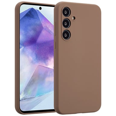 Accezz Coque Liquid Silicone pour Samsung Galaxy A55 - Marron clair