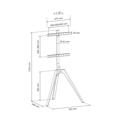 Thomson - Meuble TV D'intérieur Bois S603 Pour Téléviseurs 45-65 Pouces, Support TV Universel Poids