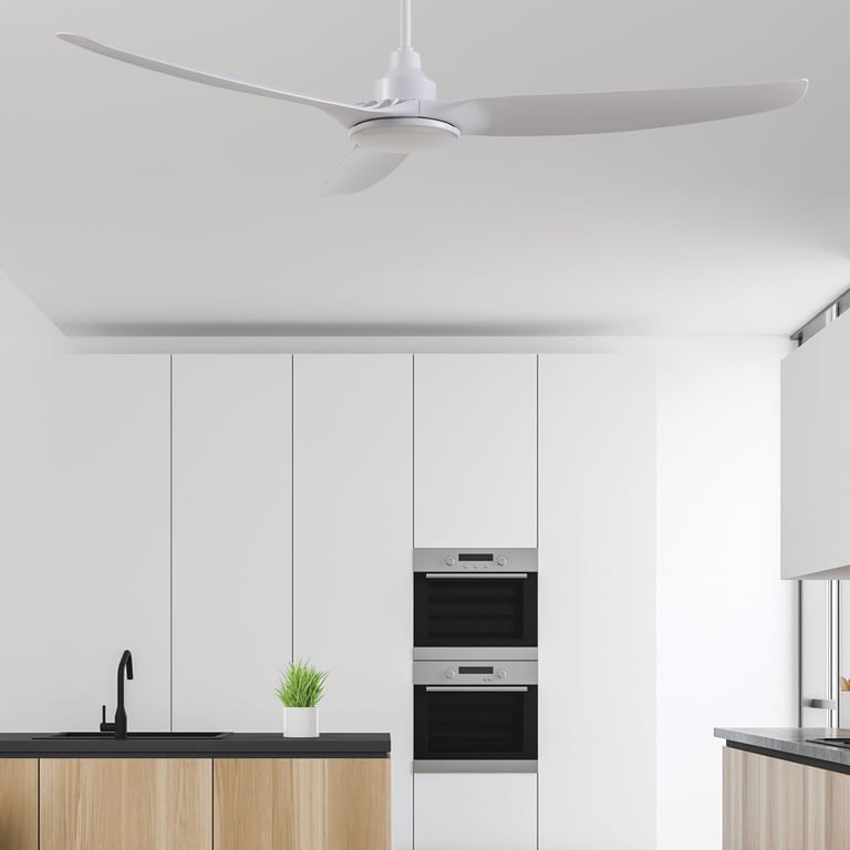 Fanelite Ventilateur de plafond 132 cm blanc FANDC52LN - Moteur DC 18W - LED 20W dimmable 3 couleurs - 3 pales - Télécommande - Silencieux - Neuf Blanc - vue 3